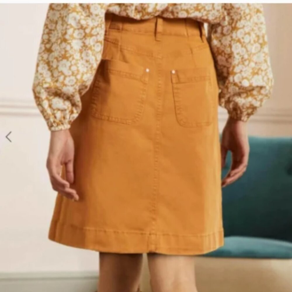 Boden Patch Pocket Chino Skirt Teak Wood Brown US 2R - Picture 4 of 9